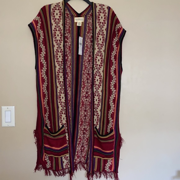 RALPH LAUREN DENIM & SUPPLY Navajo Aztec Tribal Long Sweater Vest Top - Picture 2 of 9